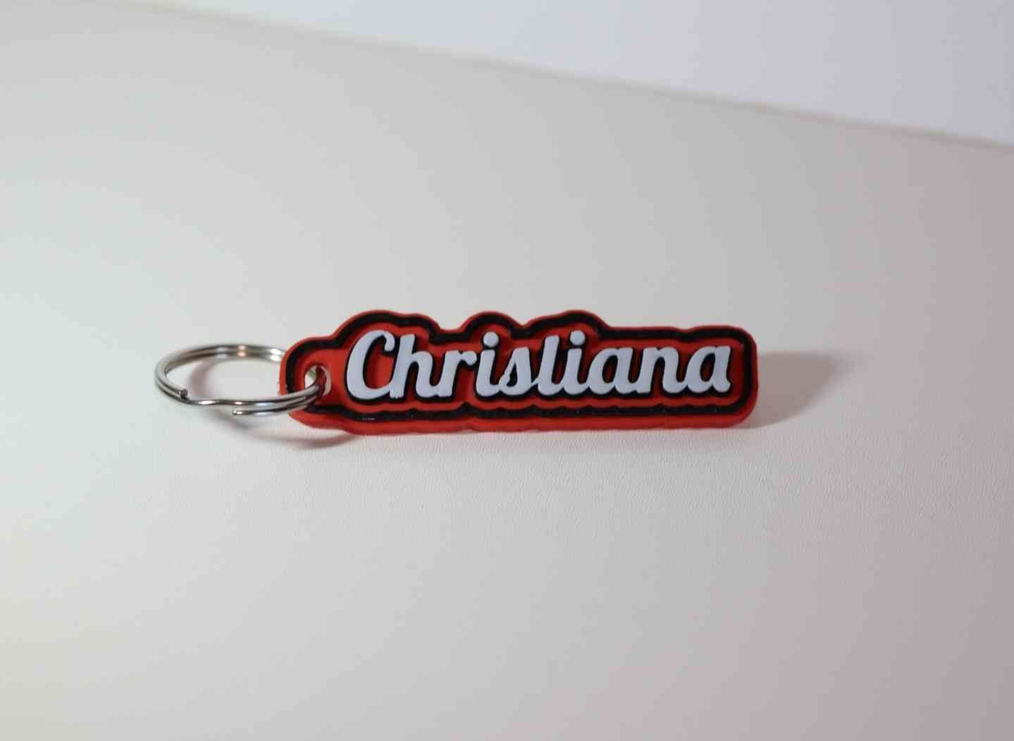 Μπρελόκ «Christiana» — 3D εκτυπωμένο κόκκινο/λευκό script