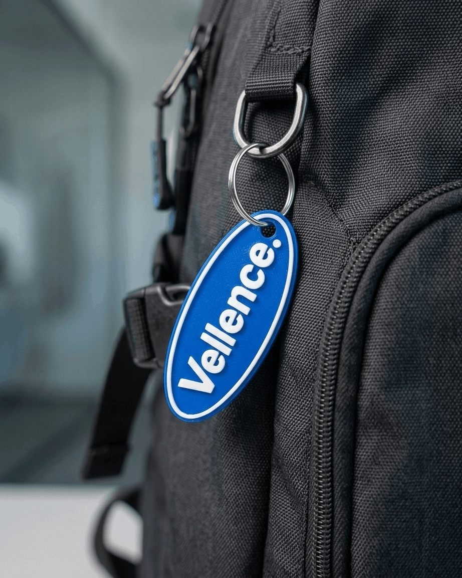 Μπρελόκ «Vellence» — 3D εκτυπωμένο μπλε οβάλ
